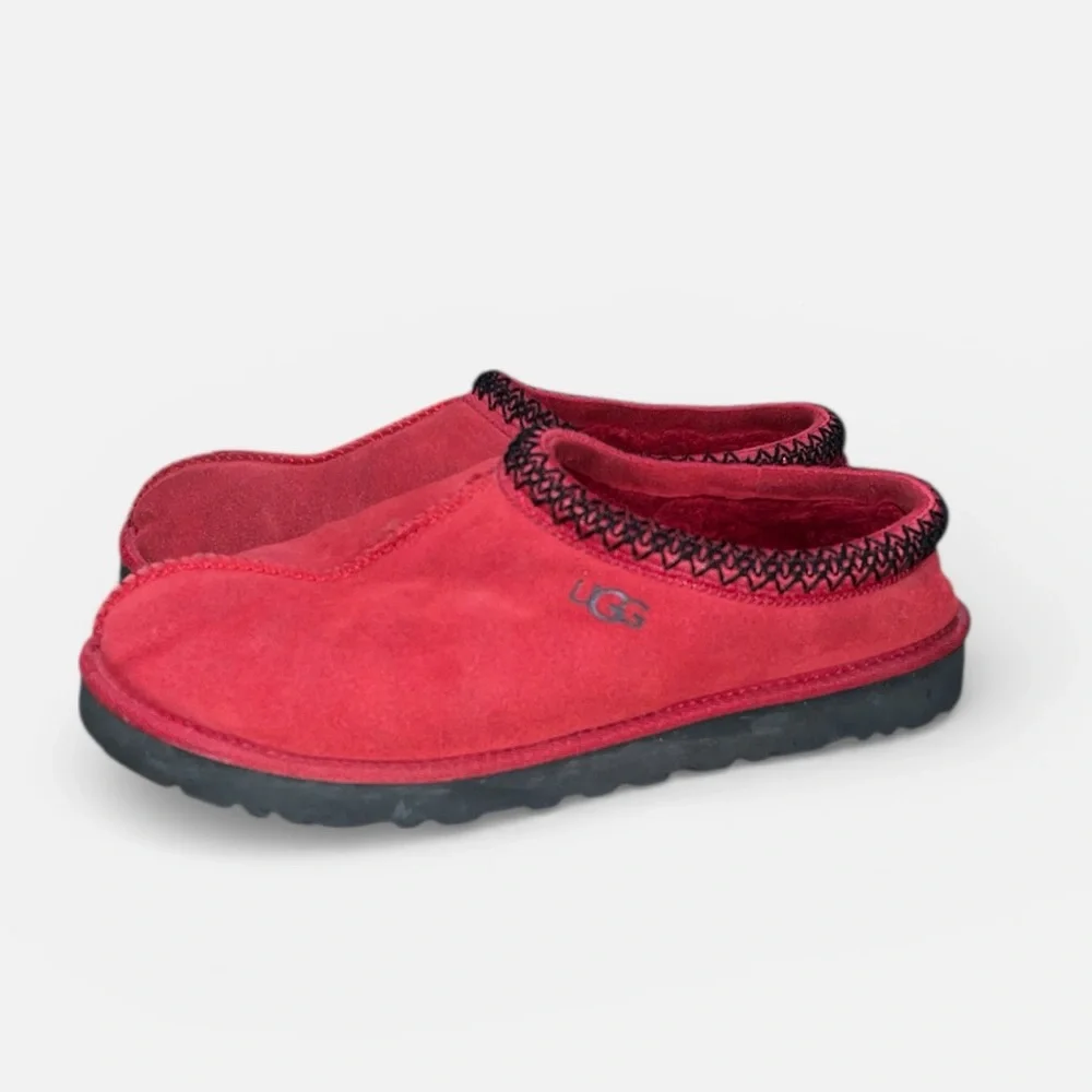 UGG Red Suede Slip-On Clog with Black Trim